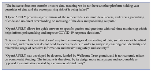 Example reasons for supporting OpenSAFELY given by juries 1,2 and 3