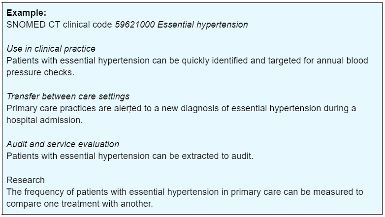 Reasons to use clinical codes