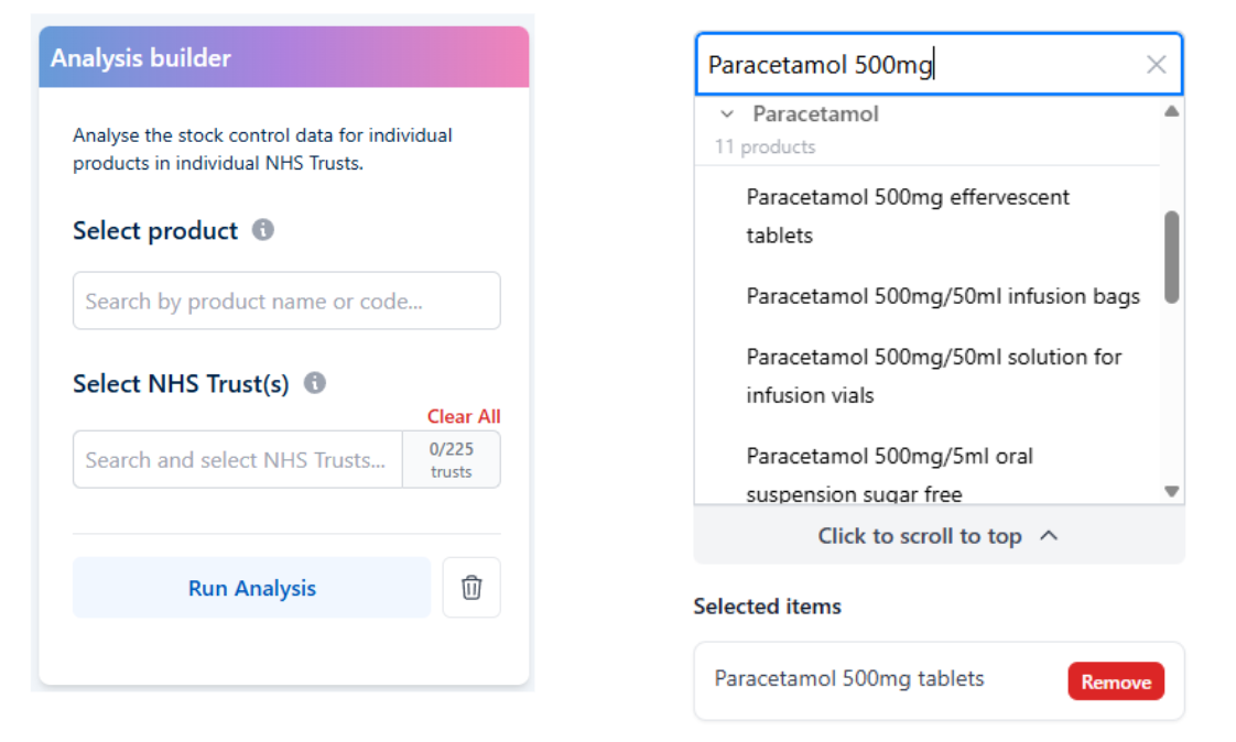 The analysis builder on OpenPrescribing Hospitals